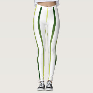 White Lime Striped Slimming Trendy Sporty Pants