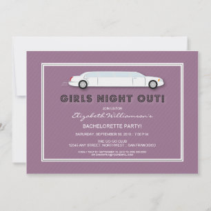White Limo Bachelorette Party Invitation (purple)