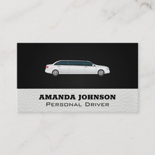 White Limousine  Driving Services Business Card