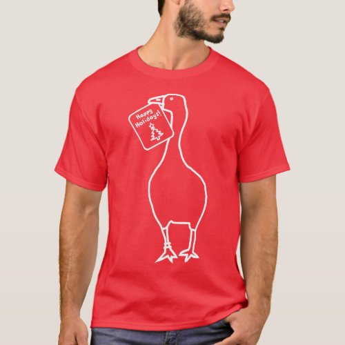 White Line Drawing Annoying Christmas Goose Steals T_Shirt