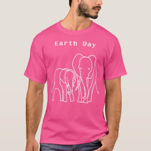 White Line Earth Day Elephants T_Shirt