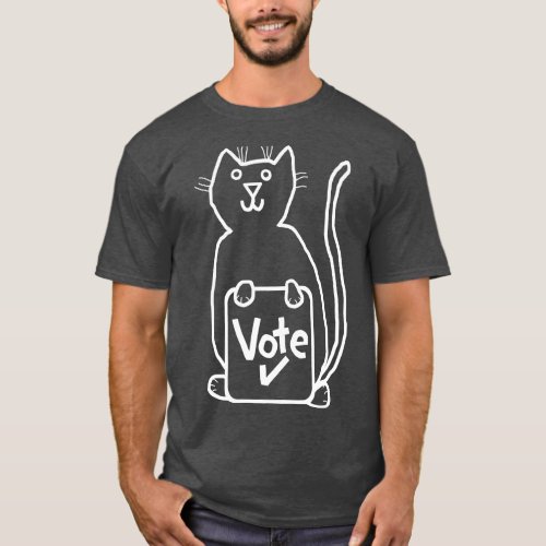 White Line Politics Cute Cat says Vote T_Shirt