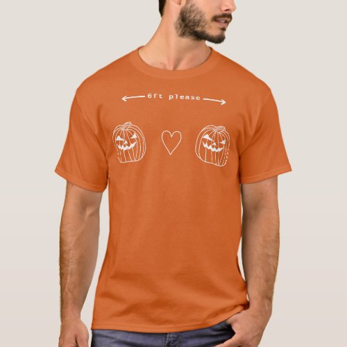 White Line Pumpkins Social Distancing a Halloween  T_Shirt