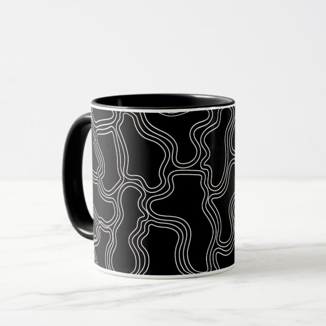 WHITE LINE SHAPES PATTERN  MUG (Front Left)