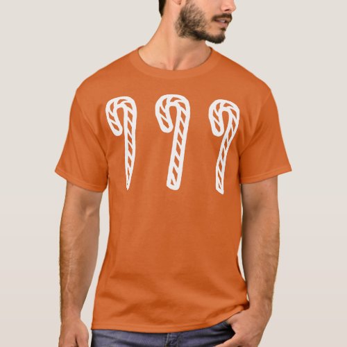 White Line Three Christmas Candy Canes T_Shirt
