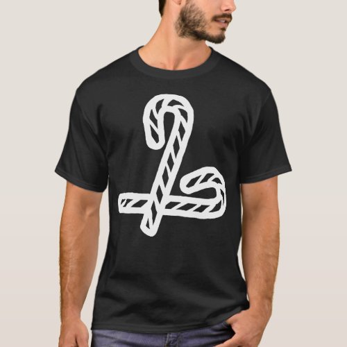 White Line Two Candy Canes for Christmas T_Shirt
