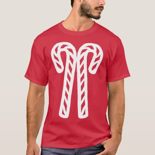 White Line Two Christmas Candy Canes T_Shirt