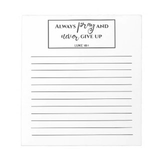 White Lined Bible Verse Prayer List Notepad