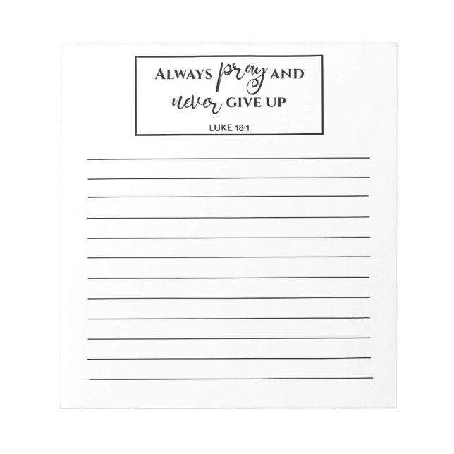 White Lined Bible Verse Prayer List Notepad (Front)