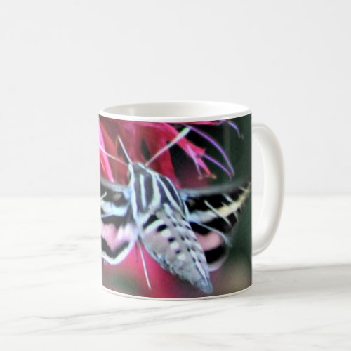 White Lined Sphinx Moth Red Bee Balm Coffee Mug