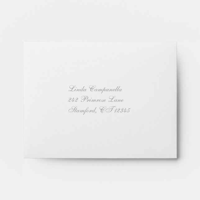 White Linen and Silver A2 Envelope for Reply Card (Front)