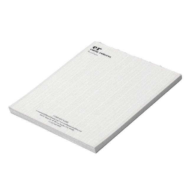 White Linen Burlap Gray Typography Notepad (Rotated)