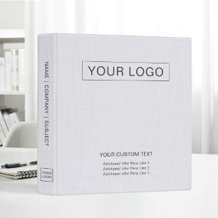 White Linen Cloth Custom Business Logo Promotional 3 Ring Binder