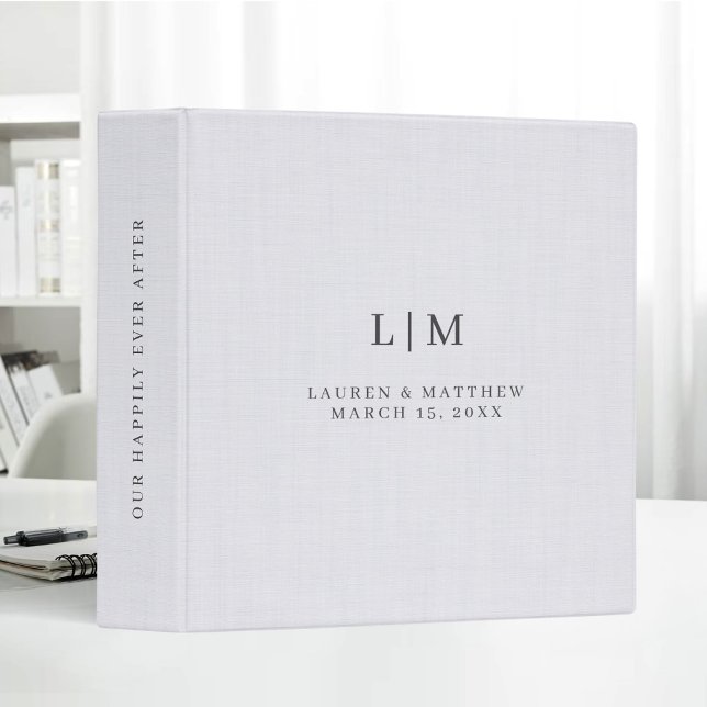 White Linen Cloth Minimal Elegant Wedding Album 3 Ring Binder (Creator Uploaded)