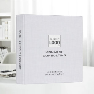 White Linen Fabric Texture Simple Custom Logo 3 Ring Binder