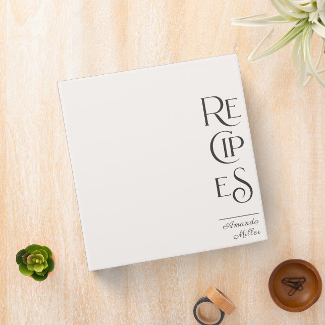 White Linen Ivory Unique Elegant Recipe Cookbook  3 Ring Binder (In Situ)