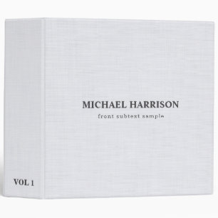 White Linen Textile Simple Elegant Professional 3 Ring Binder