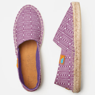 White Lines And Holes Geometric African Motif Espadrilles