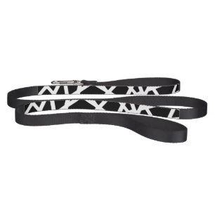 White Lines And Irregular Black Shapes Abstract Pet Leash