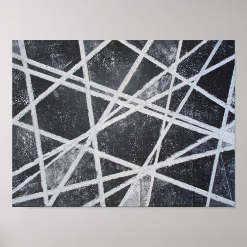 White Lines black and white abstract Poster