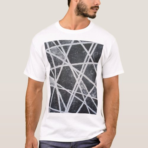 White Lines black and white abstract T_Shirt