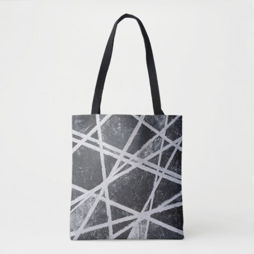 White Lines black and white abstract Tote Bag