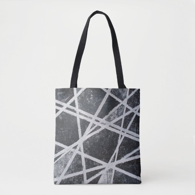 White Lines black and white abstract Tote Bag (Front)
