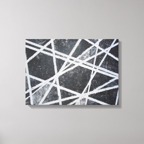 White Lines black and white Canvas Print