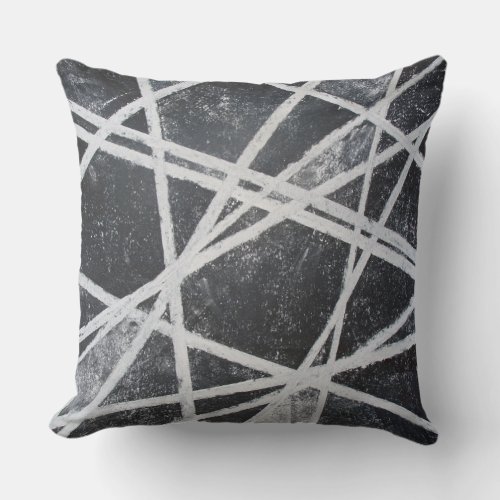 White Lines black spaces abstract Throw Pillow