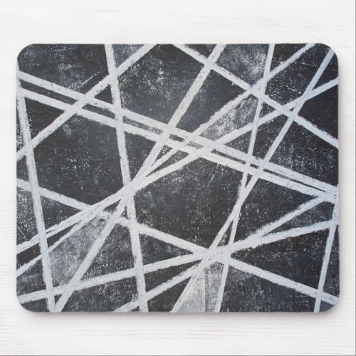 White Lines black spaces cool abstract Mouse Pad