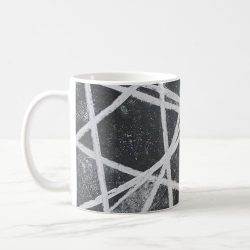 White Lines crossing black spaces tea or Coffee Mug