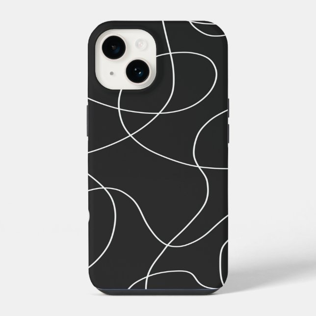 White Lines on Black  Iphone Case (Back)