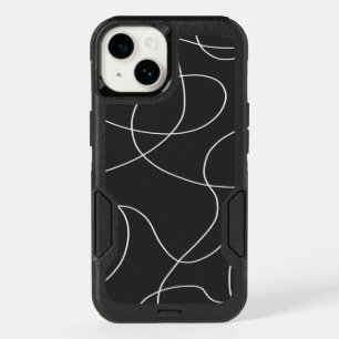 White Lines on Black OtterBox iPhone 14 Case