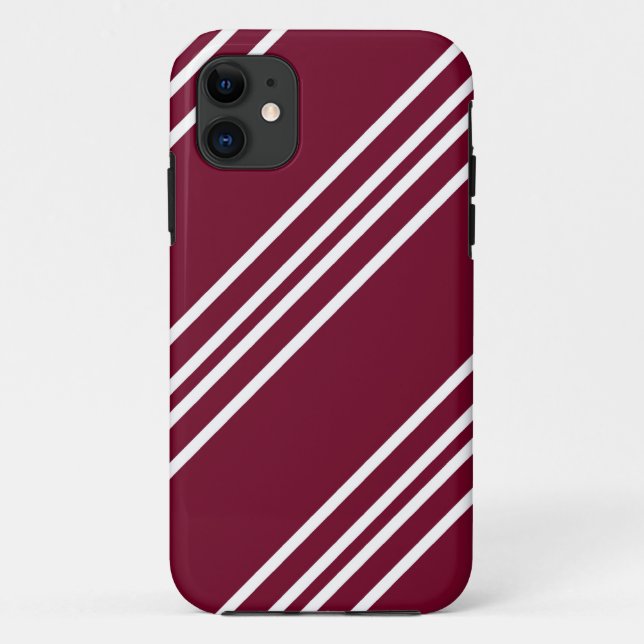 White Lines on Maroon iPhone 5 Cover (Back)