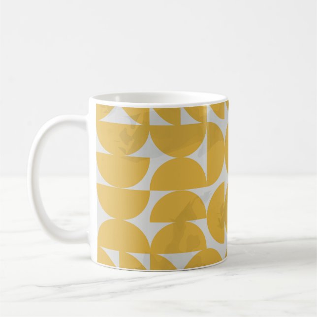 White Lines Pattern. Geometric Stripes Ink Drawing Coffee Mug (Left)