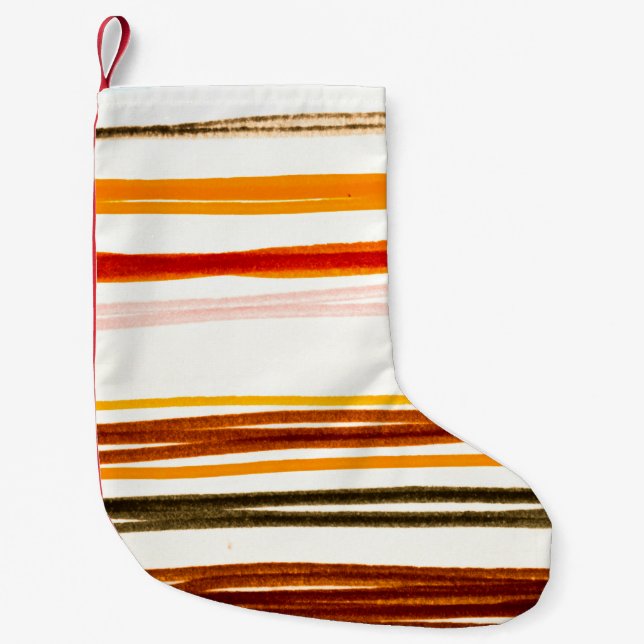 White Lines Pattern. Geometric Stripes Ink Drawing Small Christmas Stocking (Front)