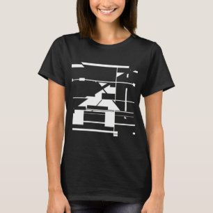White Lines Shapes Subway Map-like Abstract Design T-Shirt