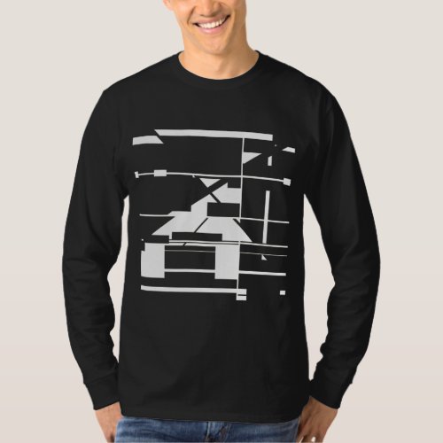 White Lines Shapes Subway Map_like Abstract Design T_Shirt