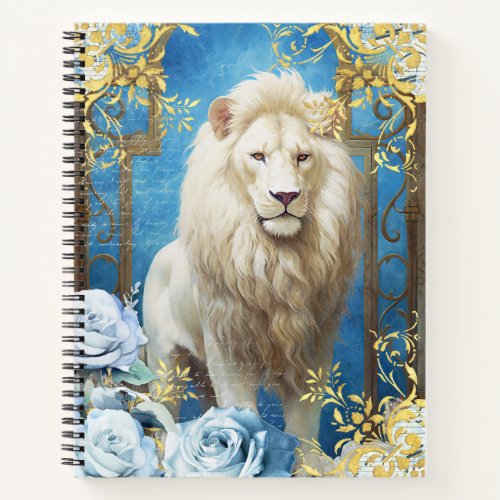 White Lion and Blue Roses Notebook