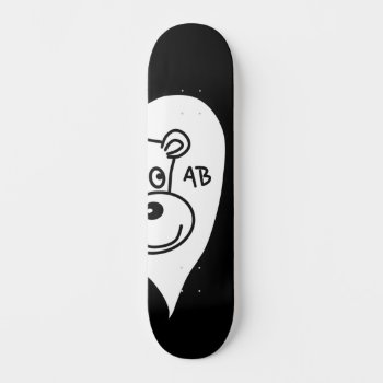 White Lion And Custom Initials. Black And White Skateboard by Animal_Art_By_Ali at Zazzle