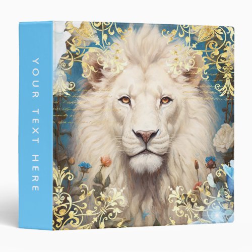 White Lion and Gold Damask 3 Ring Binder