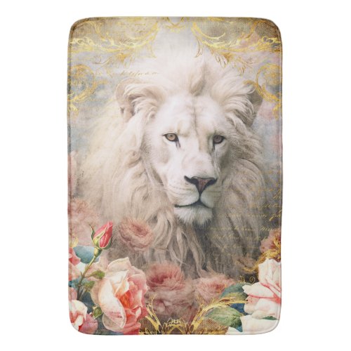 White Lion and Pink Roses Bath Mat
