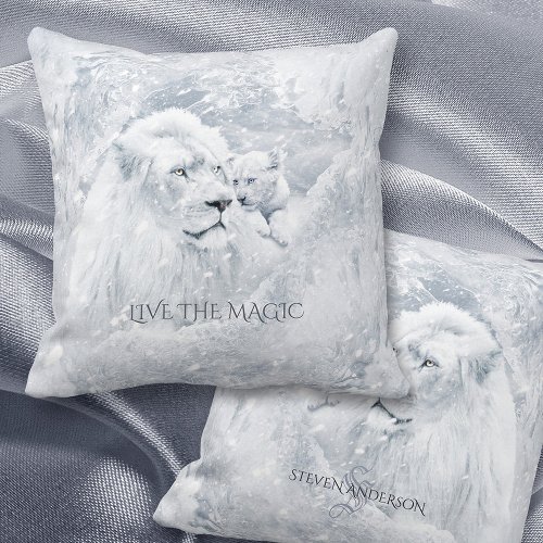 White Lion  Cub on Ice f Holidays  Best Dads _ Throw Pillow