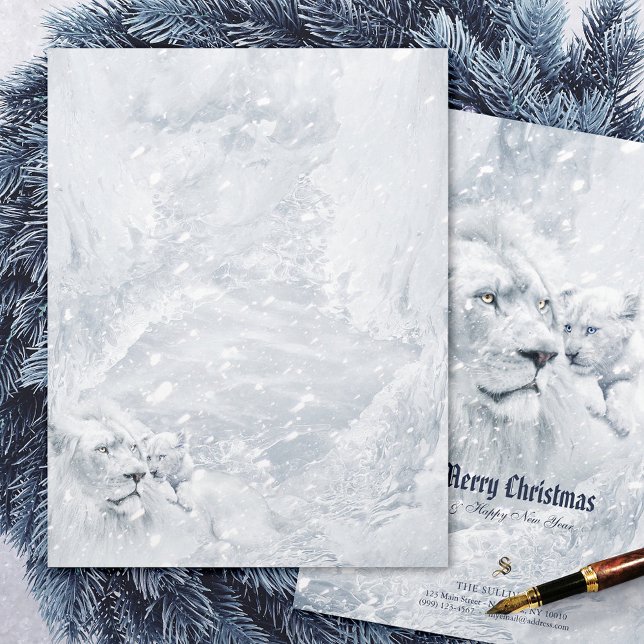 White Lion & Cub on Ice - Holiday Stationery Paper (Creator Uploaded)