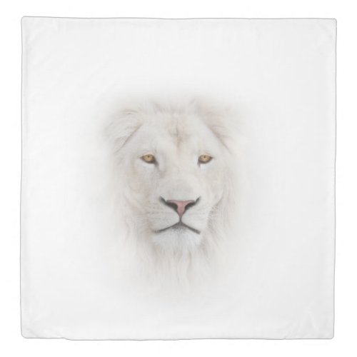 White Lion Head 1 side Queen Duvet Cover