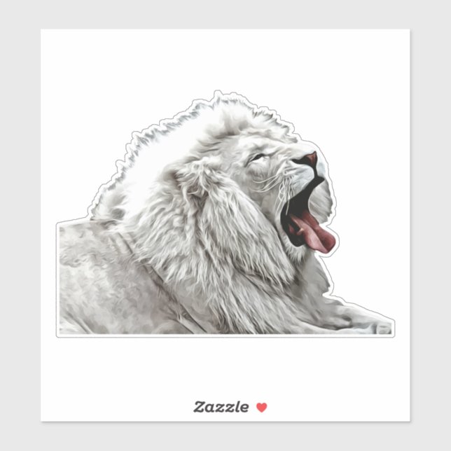  White lion head jungle animals digital art painti Sticker (Sheet)