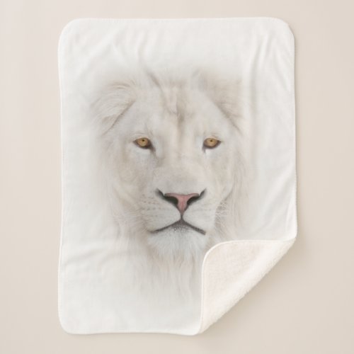 White Lion Head Small Sherpa Fleece Blanket