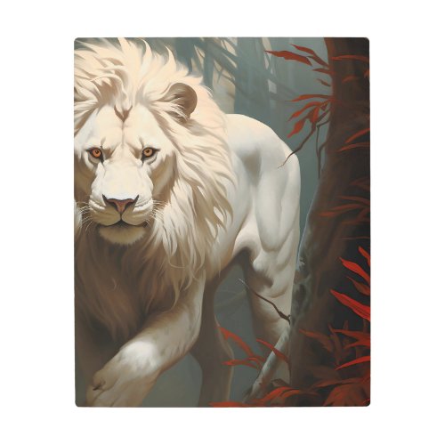 White Lion In The Jungle Metal Print
