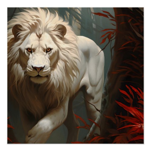 White Lion In The Jungle Poster