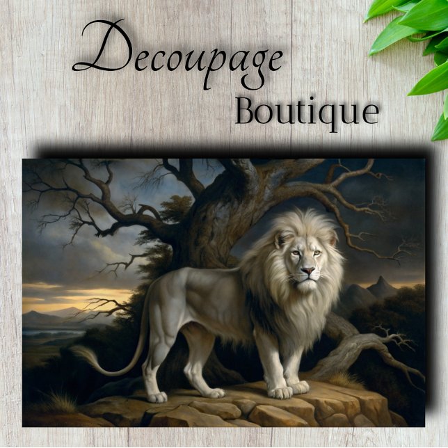 White Lion Majesty Decoupage Tissue Paper (White Lion Majesty Decoupage Tissue Paper)